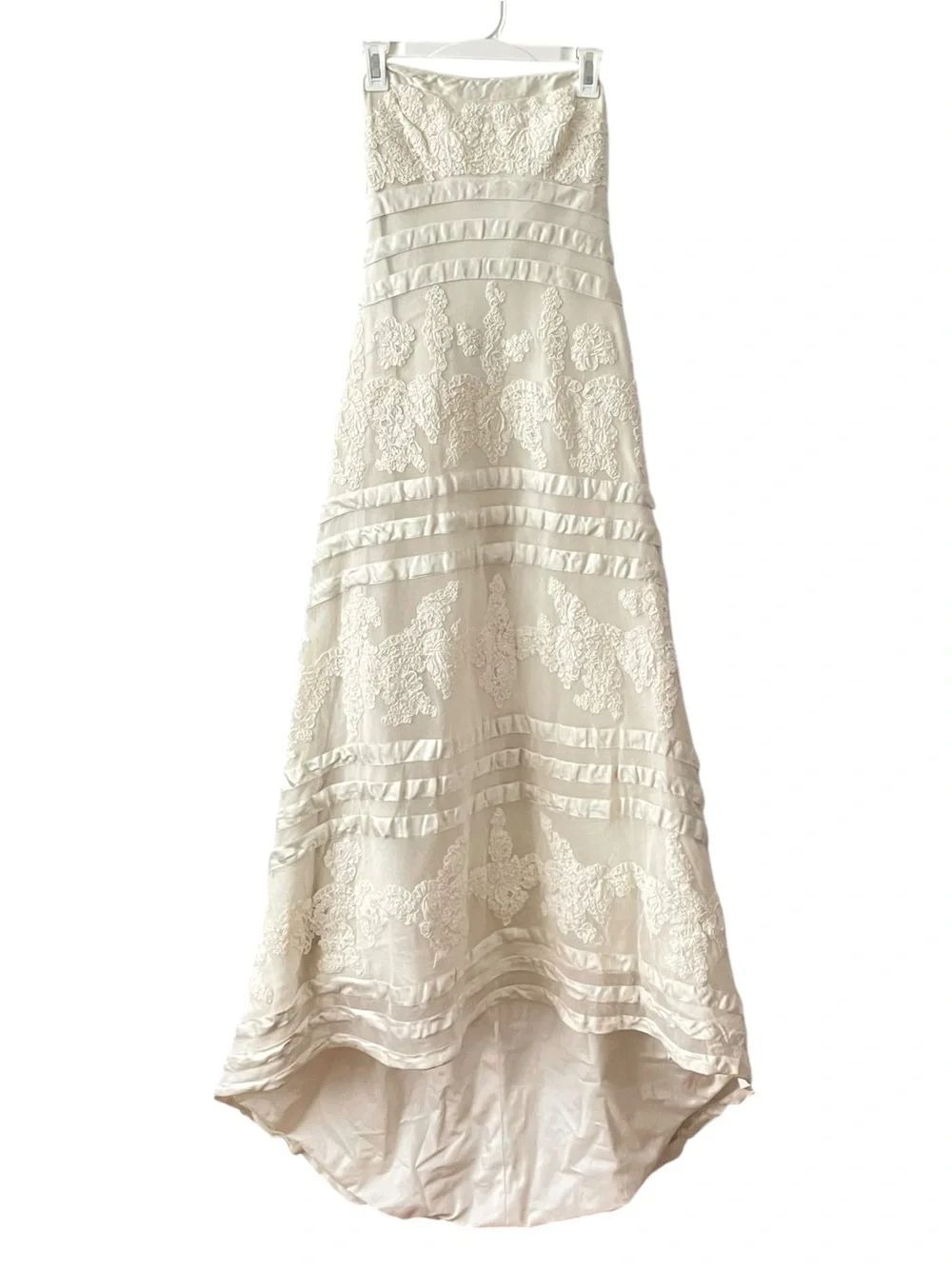 Priscilla of Boston Strapless Satin Lace Wedding Dress